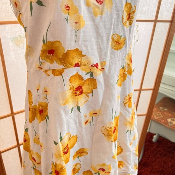 Grace Flower Vintage Linen Blend Summer Dress sz M - Picture 5 of 7